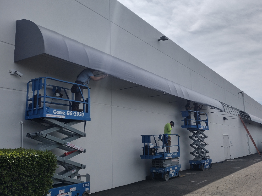Industrial awning installation