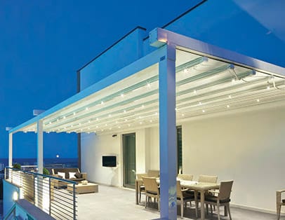 Modern pergola with a Retractable Pergola Cover