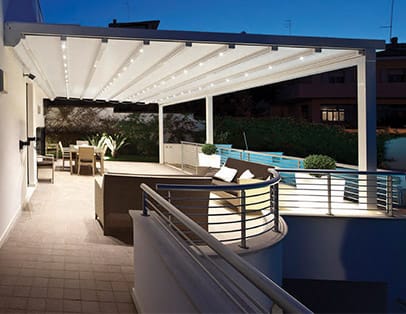 Modern pergola with a Retractable Pergola Cover