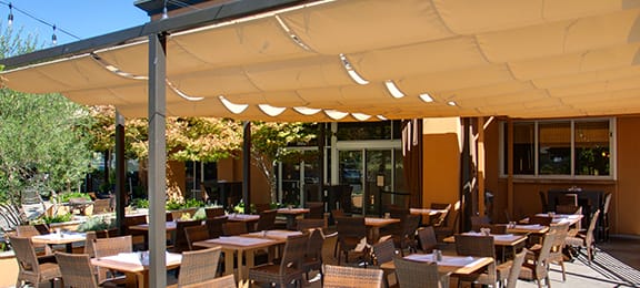 Slide wire canopy at Bella Brew restaurant