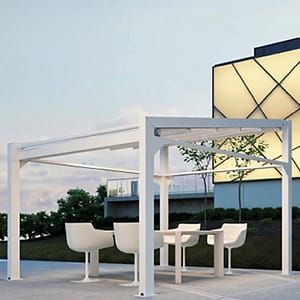 modern pergola, residential backyard