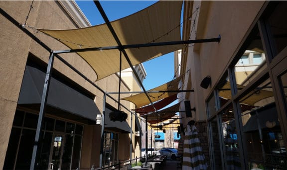 Old shade sails used for patio