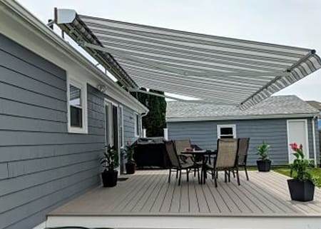 retractable residential fabric awning after